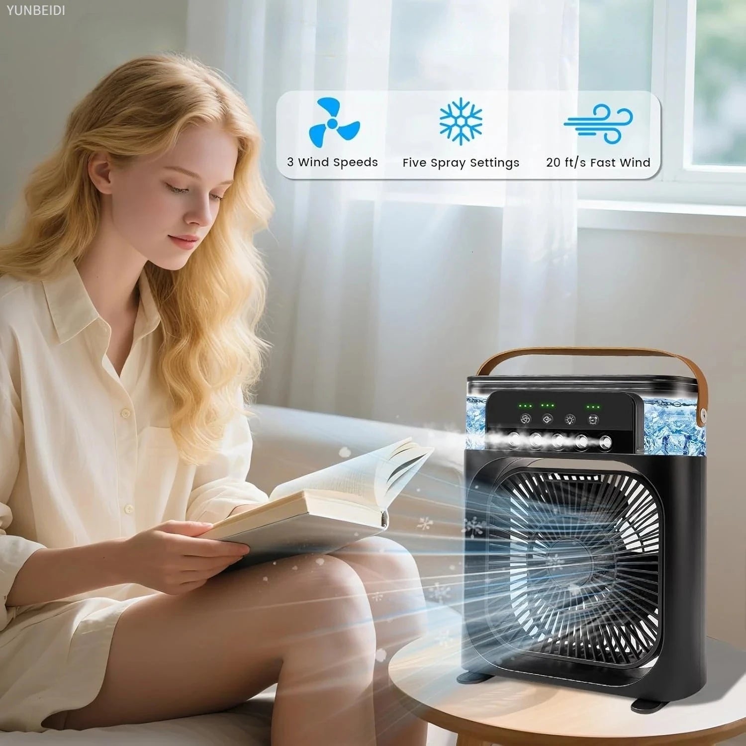 3-in-one Fan Air Conditioner LED Light Portable
