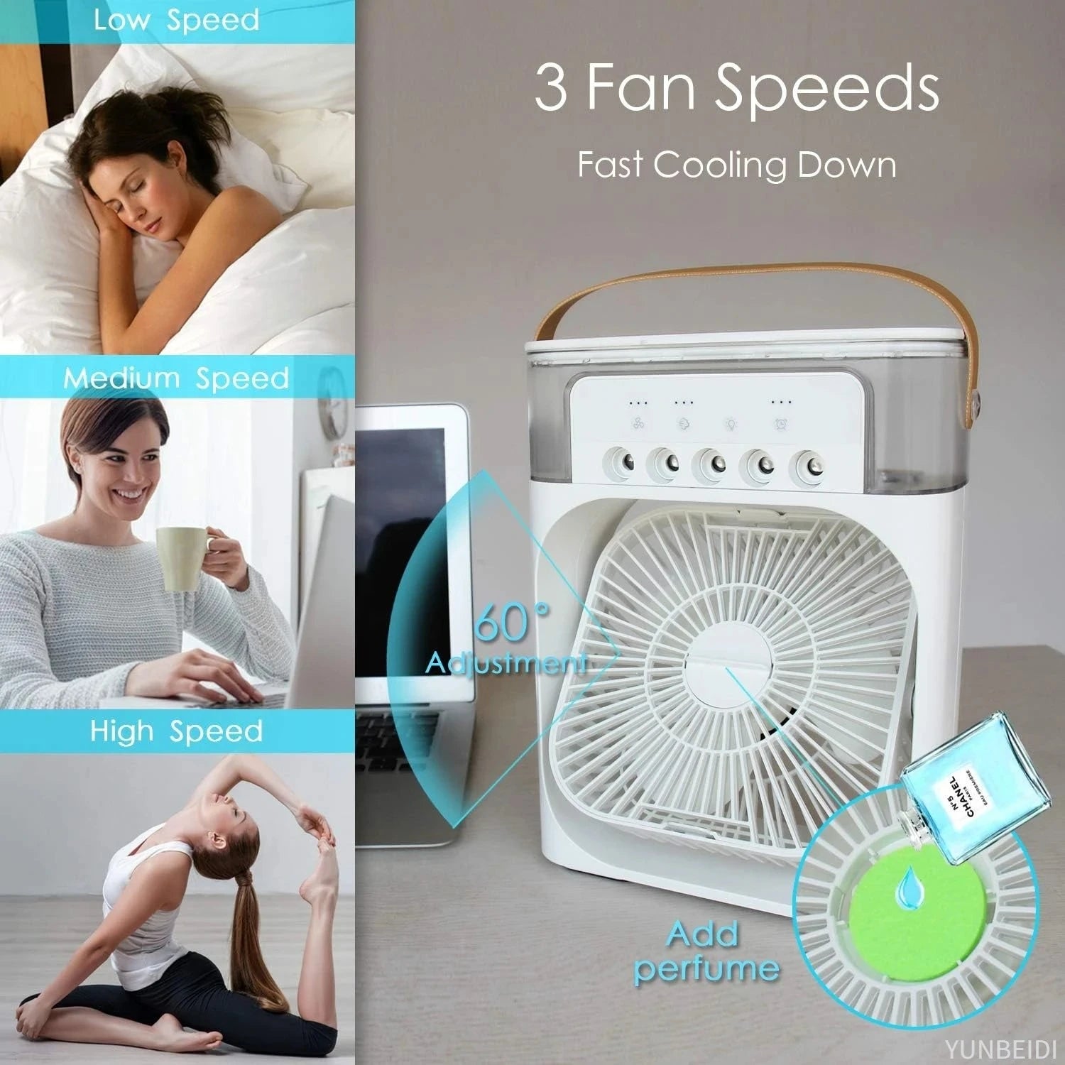3-in-one Fan Air Conditioner LED Light Portable