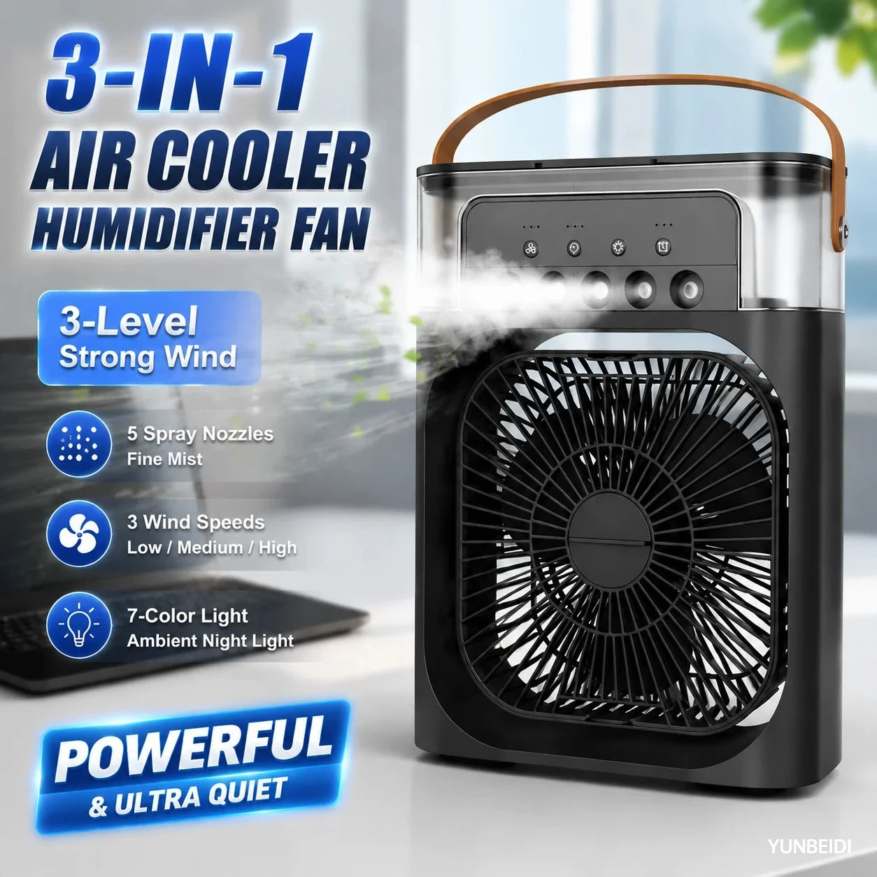 3-in-one Fan Air Conditioner LED Light Portable
